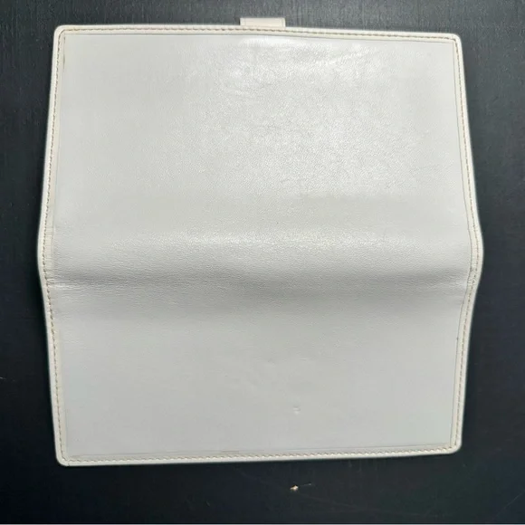 Coach White Leather Bifold Wallet Checkbook Cover Pen Loop - Picture 3 of 5